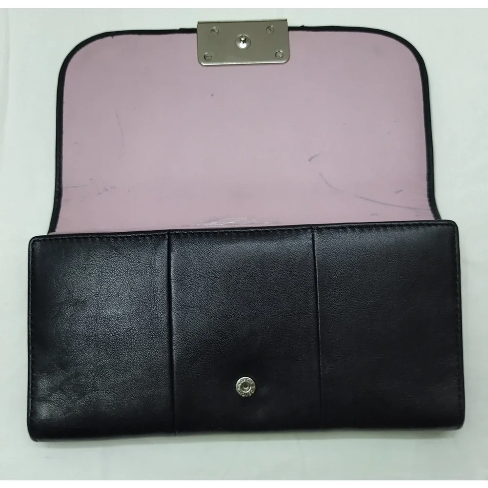 Coach Kristin Black Leather Flap Closure Credit Card ID Window Trifold Wallet - Picture 10 of 16